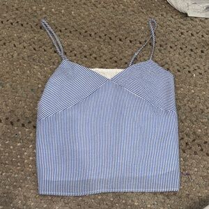REFORMATION Striped Blue Spaghetti Strap Top